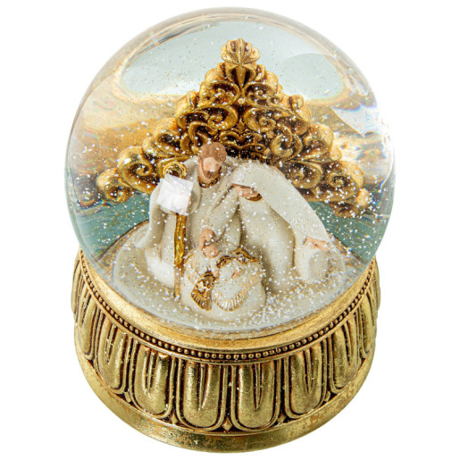 Bola nieve con figura natividad dorado y blanco