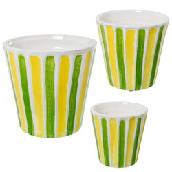 Set 3 maceteros amarillo, verde y blanco