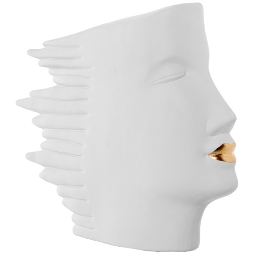 Figura rostro perfil crema y dorado