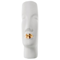 Figura rostro perfil crema y dorado
