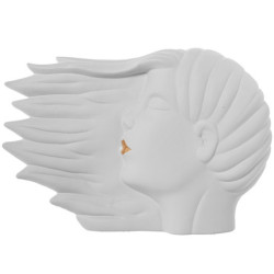 Figura rostro perfil crema y dorado