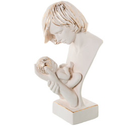 Figura mujer con bebe crema y dorado