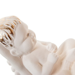 Figura mujer con bebe crema y dorado
