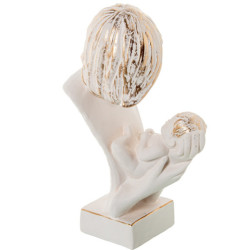 Figura mujer con bebe crema y dorado