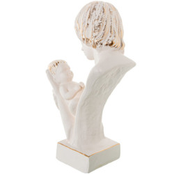 Figura mujer con bebe crema y dorado
