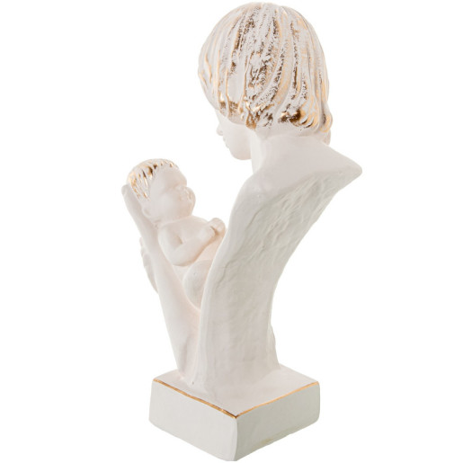 Figura mujer con bebe crema y dorado