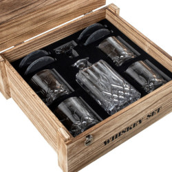 Set botella y 4 vasos whisky natural y transparente