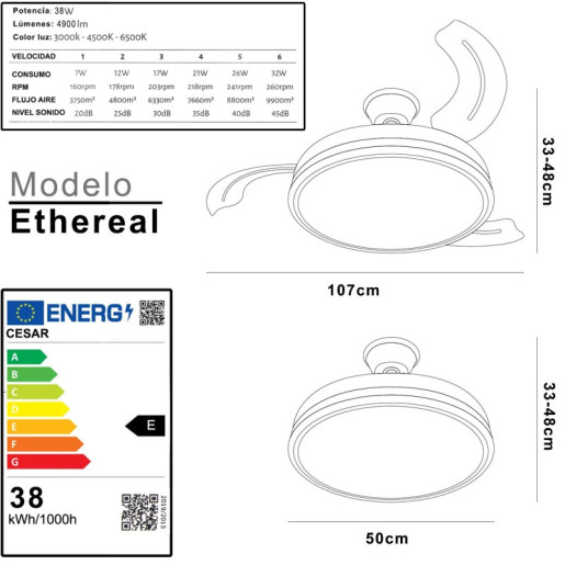 Ventilador techo blanco y natural