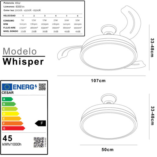 Ventilador techo blanco y natural