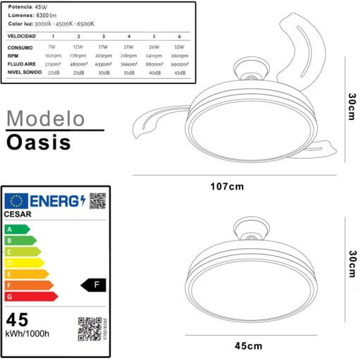 Ventilador techo blanco y natural