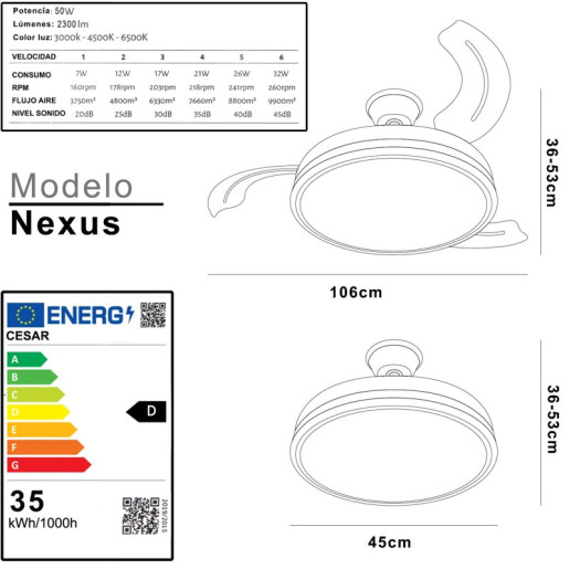 Ventilador techo blanco