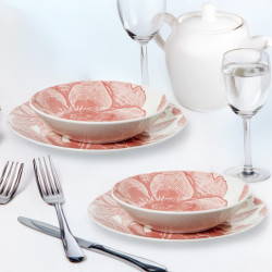 Vajillas 18 pzs rosa
