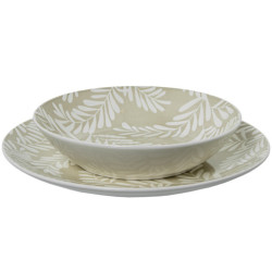 Vajillas 18 pzs beige y blanco