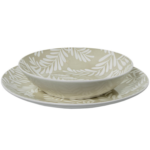 Vajillas 18 pzs beige y blanco