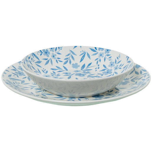 Vajillas 18 pzs blanco y azul