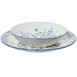 Vajillas 18 pzs blanco y azul