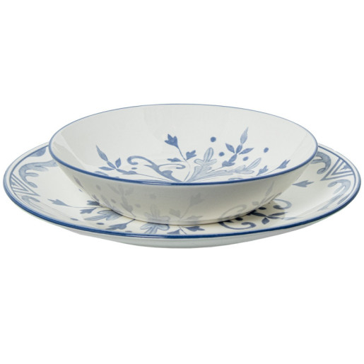Vajillas 18 pzs blanco y azul
