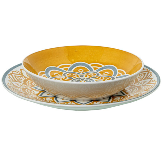 Vajillas 18 pzs amarillo y azul