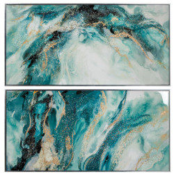 Set 2 cuadros verdes y dorado