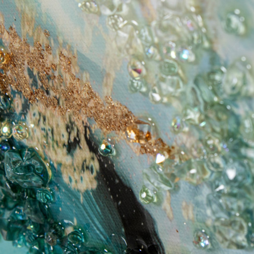 Set 2 cuadros verdes y dorado