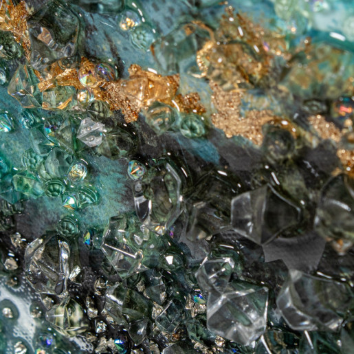 Set 2 cuadros verdes y dorado