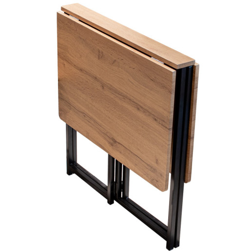 Set mesa plegable con 4 taburetes negro y natural