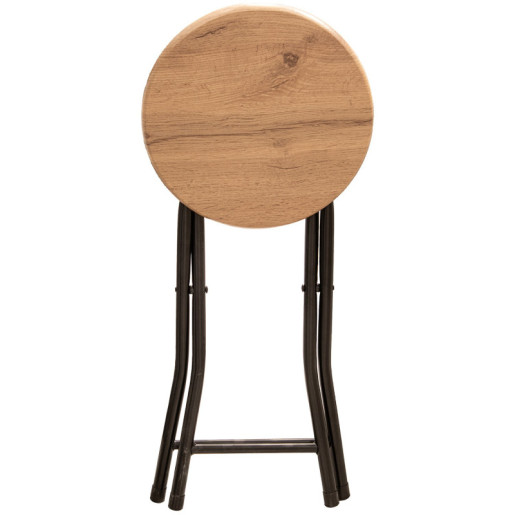 Set mesa plegable con 4 taburetes negro y natural
