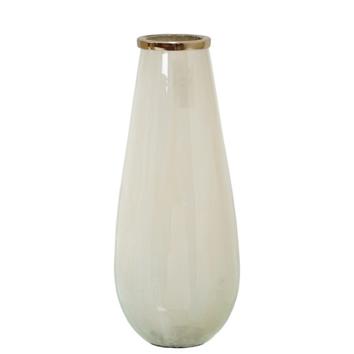 Jarron beige y dorado