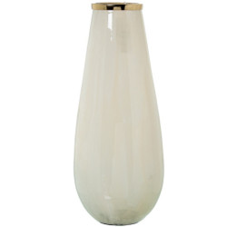 Jarron beige y dorado
