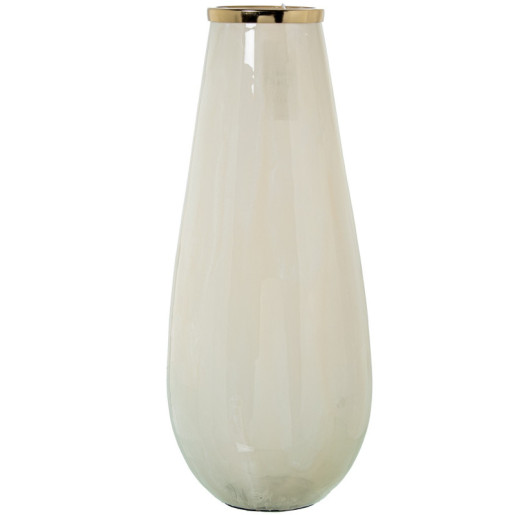 Jarron beige y dorado