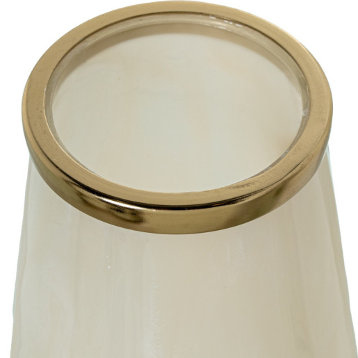 Jarron beige y dorado