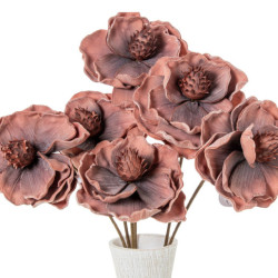 Set 6 flores artificiales coral