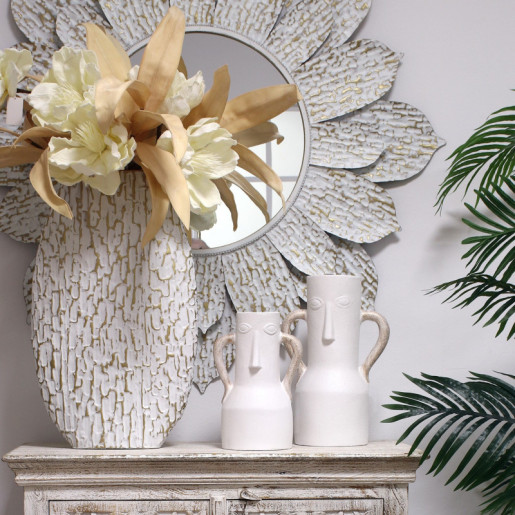 Set 6 flores artificiales blanco