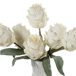 Set 6 flores artificiales blanco
