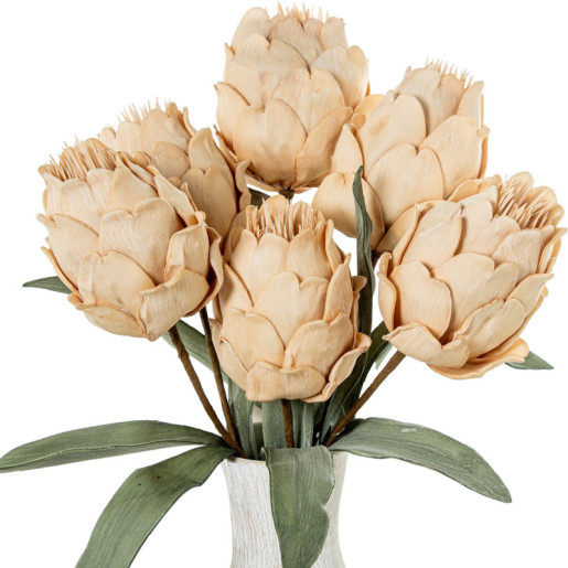 Set 6 flores artificiales beigeo