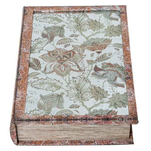 Set 2 cajas libro natural, blanco y verde