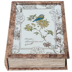 Set 2 cajas libro natural y floreado