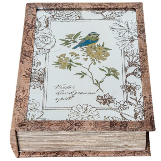 Set 2 cajas libro natural y floreado