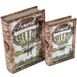 Set 2 cajas libro natural y verde
