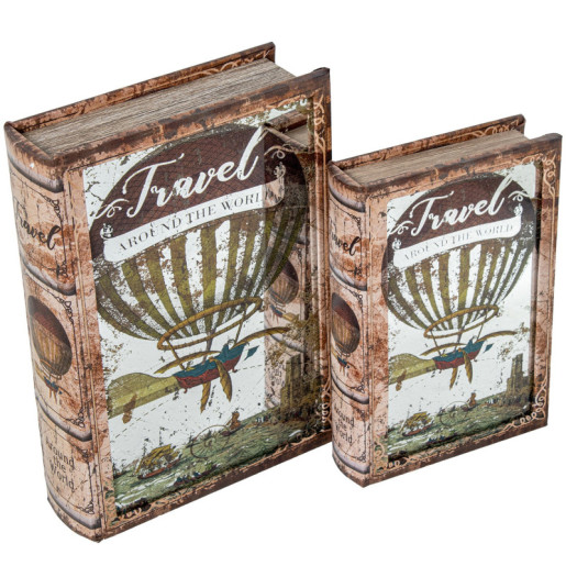 Set 2 cajas libro natural y verde