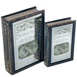 Set 2 cajas libro verde y blanco