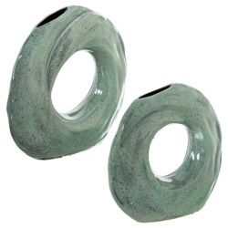 Set 2 jarrones azul claro brillo