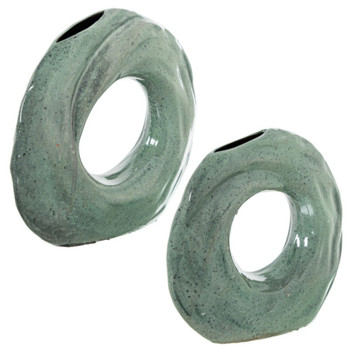 Set 2 jarrones azul claro brillo