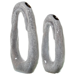 Set 2 jarrones gris claro brillo