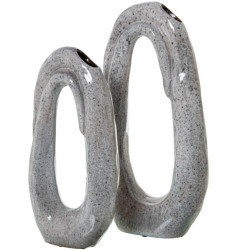 Set 2 jarrones gris claro brillo