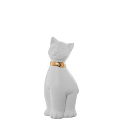 Figura gato blanco y dorado