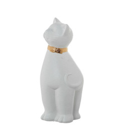 Figura gato blanco y dorado