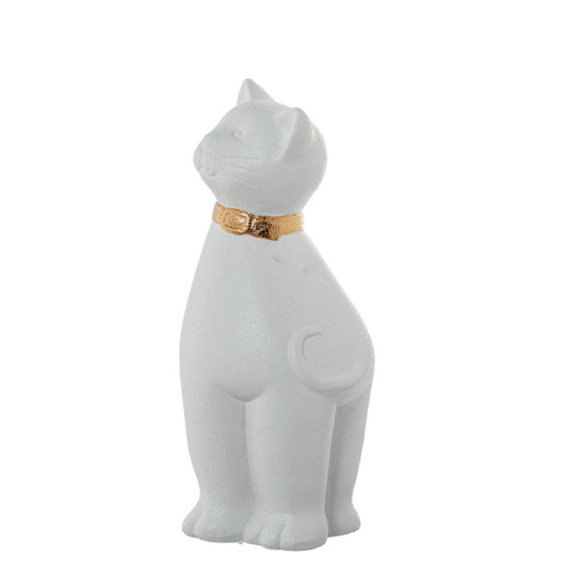Figura gato blanco y dorado
