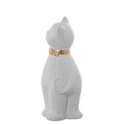 Figura gato blanco y dorado