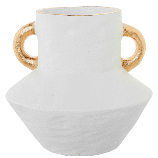 Jarron blanco y dorado